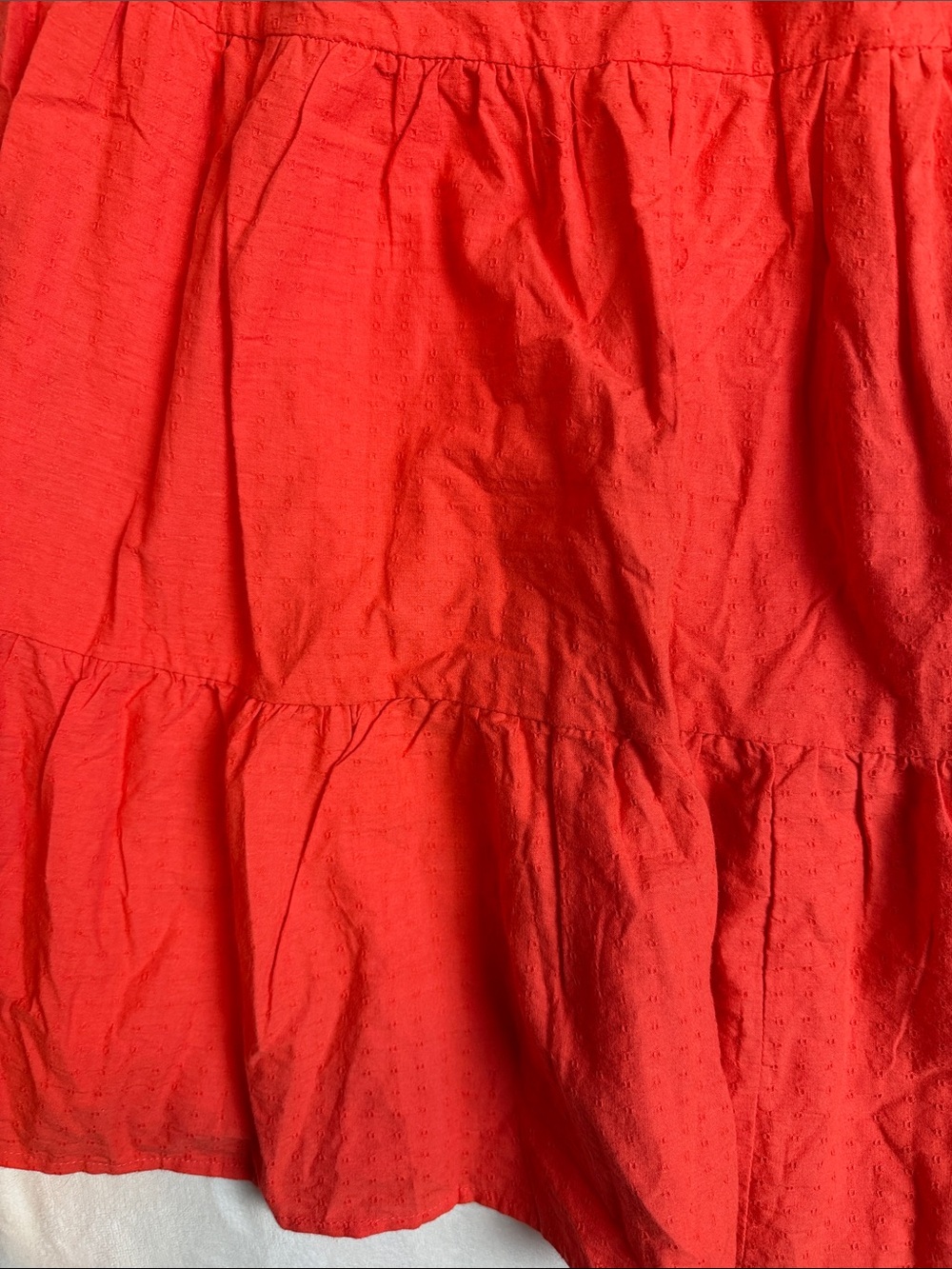 In The Beginning Red Orange Ruffle Mini Dress - Picture 3 of 7